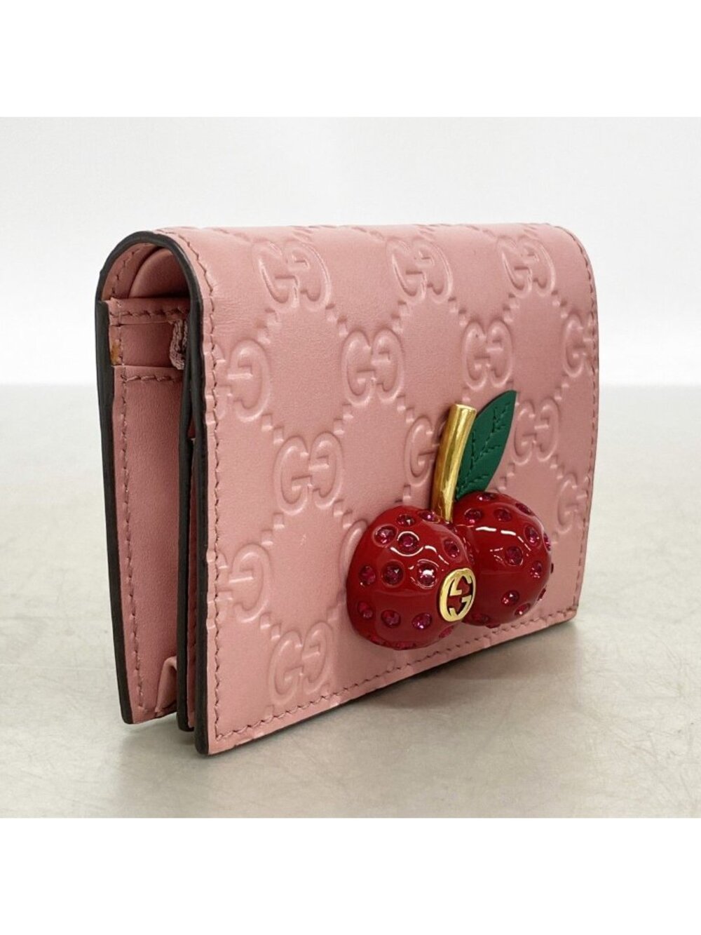 Gucci Wallet Guccissima Cherry Leather Pink Gold - Picture 2 of 7